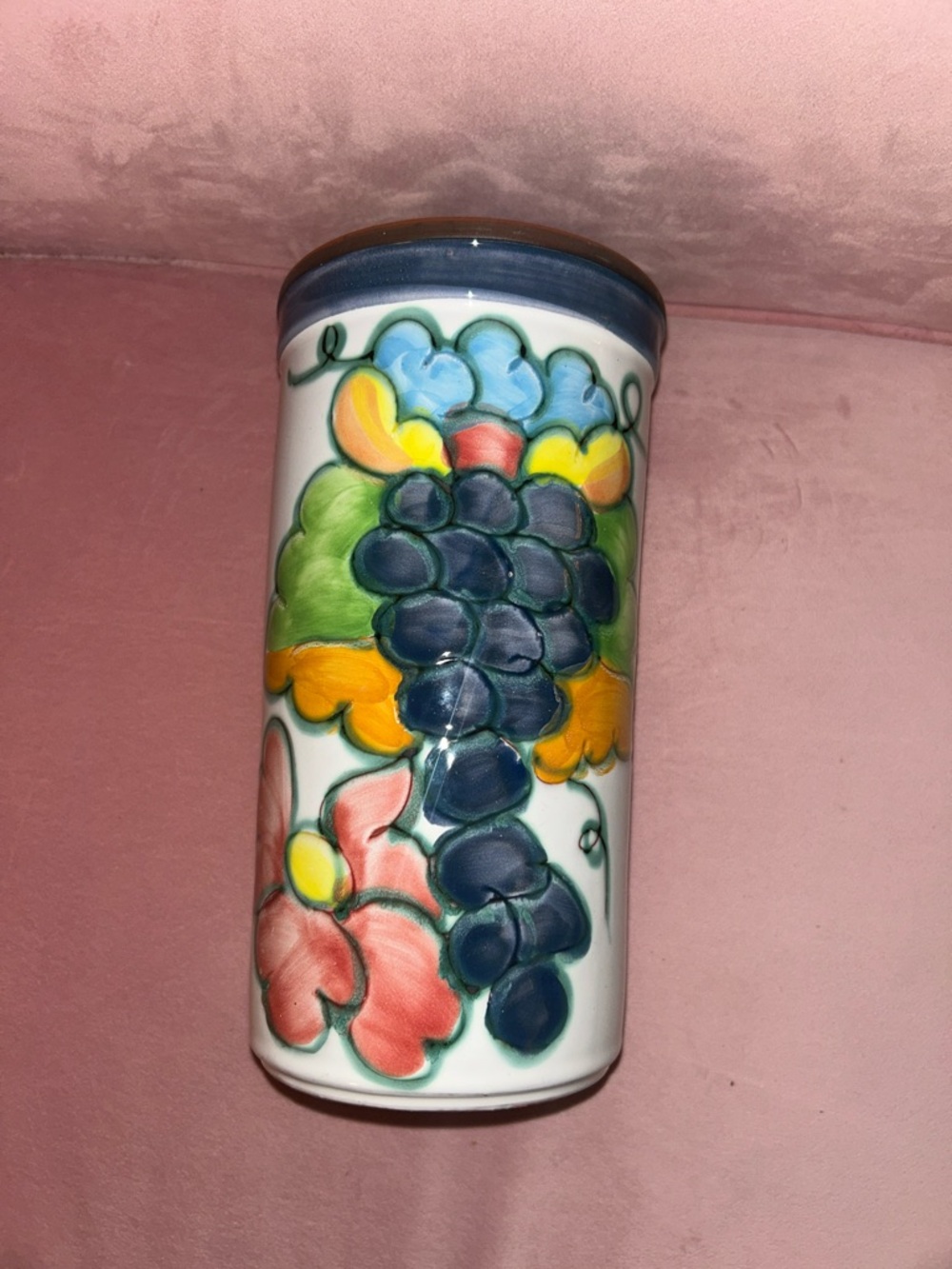 Celina hand painted art pottery terra-cotta wine cooler
